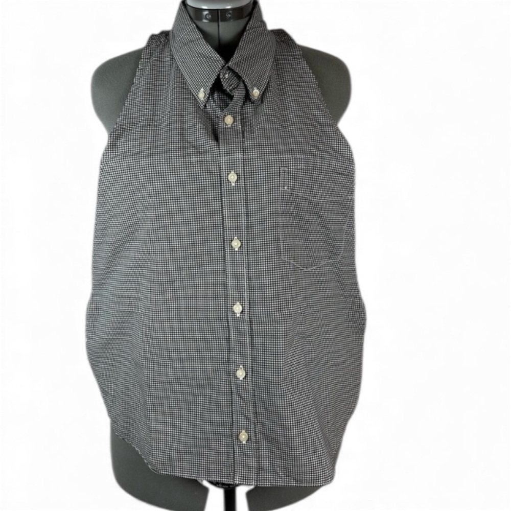 Bib For Adult‎ | Handcrafted Dignity Cover | Blk/Wht Pld Button-Up | 19" x 22"